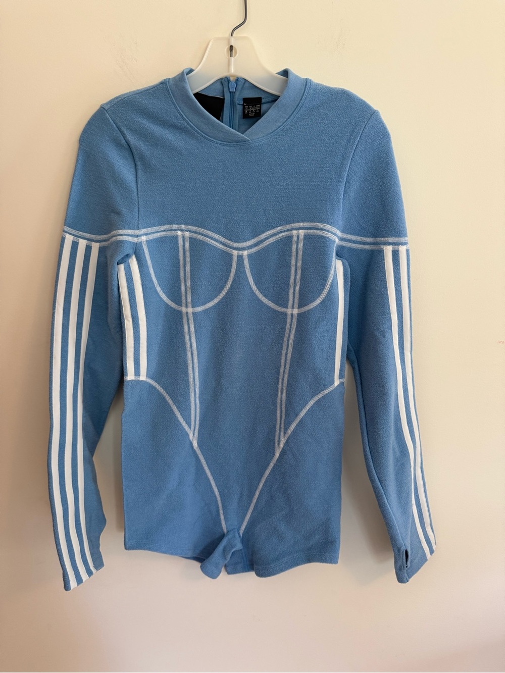 IVY PARK Light Blue and White Sculpted Seam Jumpsuit-Inspired Top